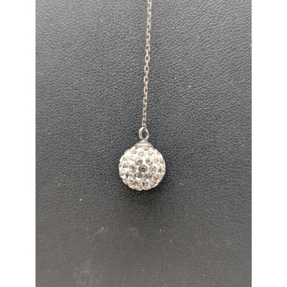 925 Sterling Silver 16" & 18" Infinity Crystal Orb Dangle Chain Necklace - Picture 3 of 5